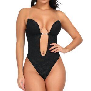 Discreet Backless Shaping Bodysuit U Plunge Seamless Bridal Lace Thong Shapewear